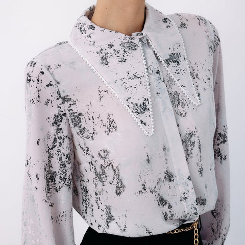 Stylish Wide Pearl Collar Shirt